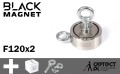 Magnes Neodymowy F120X2 - Magnes do poszukiwań 2x120 kg