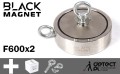 Magnes Neodymowy F600X2 - Magnes do poszukiwań 2x600 kg
