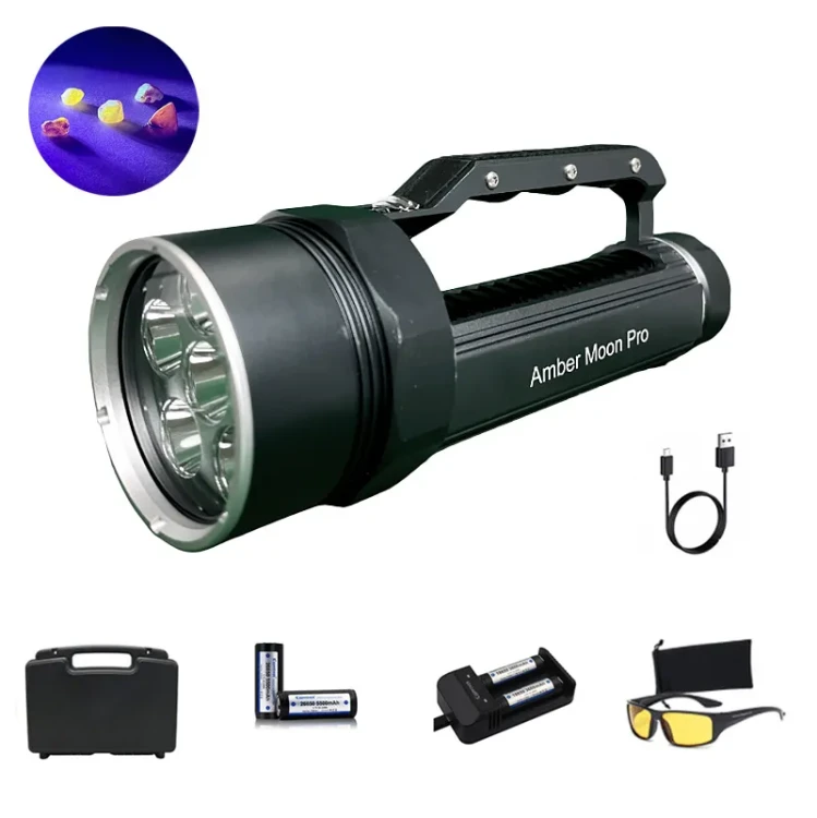 Latarka na bursztyn UV Amber Moon PRO zestaw