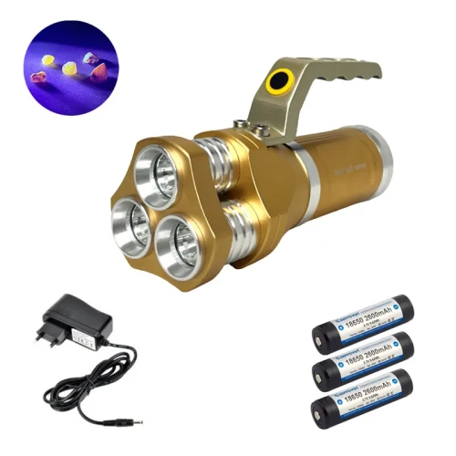 Latarka na bursztyn UV Amber Eye Gold zestaw