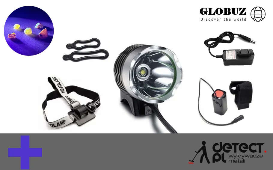 Latarka UV czołowa Amber Eye 15W zestaw